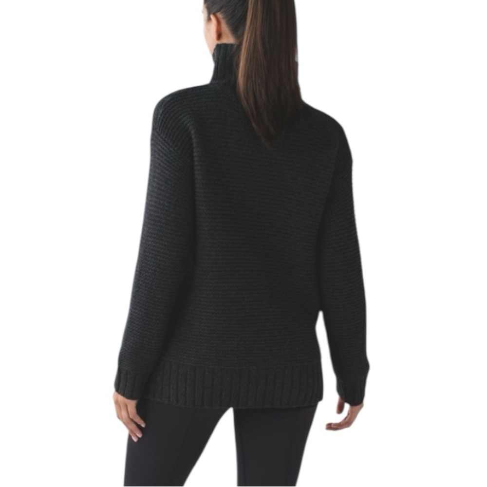 LULULEMON Karma Kurmasana Merino Wool Heather Black Sweater Size 4 - Picture 2 of 16